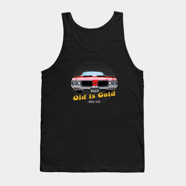 Olds 442 American Muscle Car Old is Gold Tank Top by Jose Luiz Filho